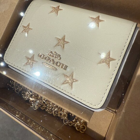 coach Boxed Mini Wallet On A Chain With Star Print cw963 - Picture 2 of 6